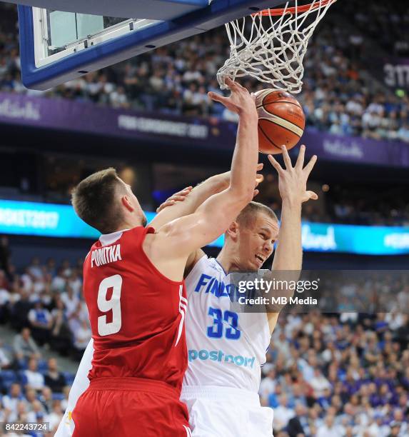 Mateusz Ponitka of Poland, Erik Murphy of Finland during the FIBA Eurobasket 2017 Group A match between Finland and Poland on September 3, 2017 in...