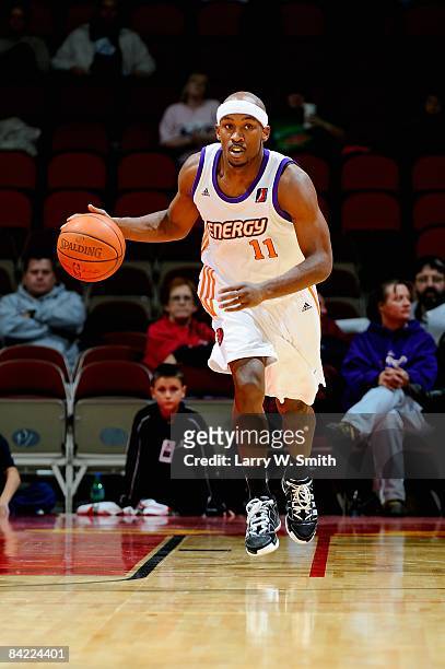 Curtis Stinson of the Iowa Energy drives the ball up court during the D-League game against the Albuquerque Thunderbirds on December 4, 2008 at Wells...