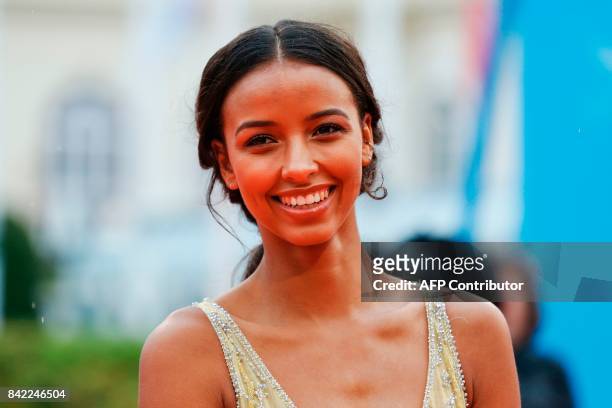 Miss France 2014 and Miss Universe 2015 3rd Runner-up, Flora Coquerel poses as she arrives for the screening of the film "Kidnap" during the 43rd...