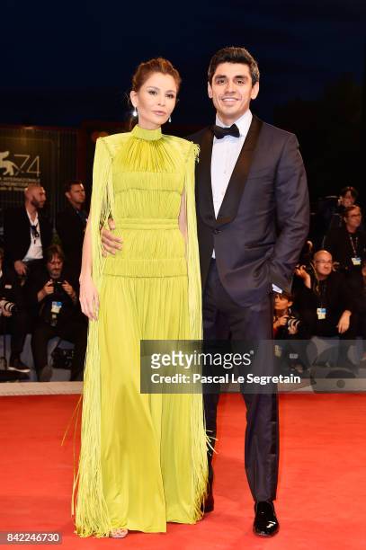 Lola Karimova-Tillyaeva and and Timur Tillyaev walk the red carpet ahead of the 'The Leisure Seeker ' screening during the 74th Venice Film Festival...