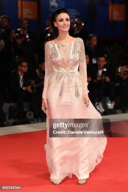 Federica Vincenti walks the red carpet ahead of the 'The Leisure Seeker ' screening during the 74th Venice Film Festival at Sala Grande on September...