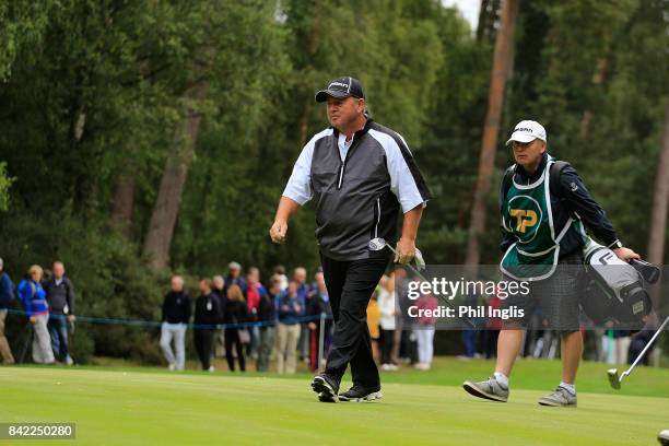 Ian Woosnam of Wales in action during the final round of the Travis Perkins Senior Masters played at the Duke's Course, Woburn Golf Club on September...