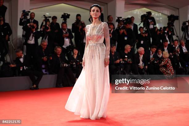 Federica Vincenti walks the red carpet ahead of the 'The Leisure Seeker ' screening during the 74th Venice Film Festival at Sala Grande on September...