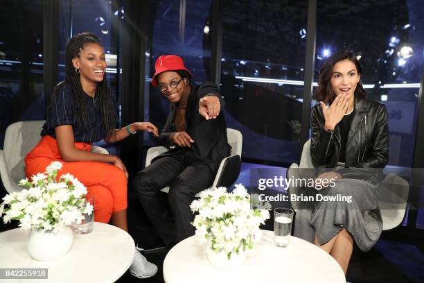 Claire Most, Nabile Quenum and Elodie Yung attends the B&&B Box Panel talk during the Bread & Butter by Zalando at arena Berlin on September 3, 2017...