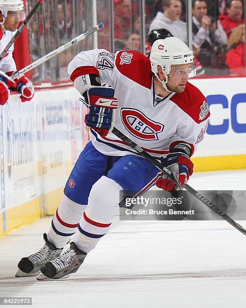 Guillaume Latendresse of the Montreal Canadiens skates against the New Jersey Devils on January 2, 2009 at the Prudential Center in Newark, New...