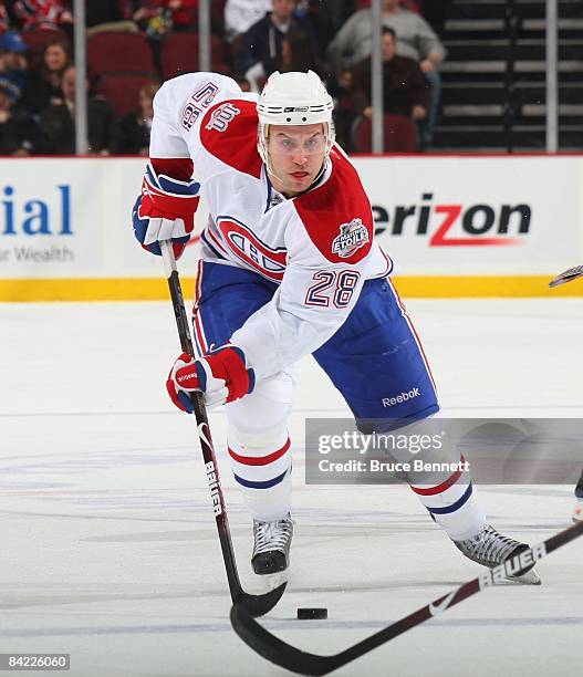 Kyle Chipchura of the Montreal Canadiens skates against the New Jersey Devils on January 2, 2009 at the Prudential Center in Newark, New Jersey.