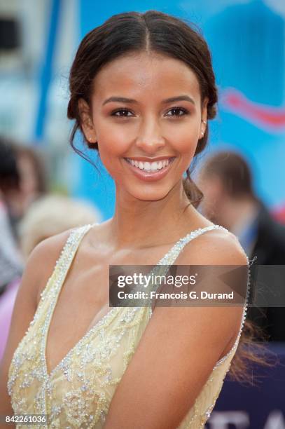 Miss France 2014 and Miss Universe 2015 3rd Runner-up, Flora Coquerel arrives at the "Kidnap" premiere during the 43rd Deauville American Film...