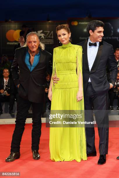 Armand Assante, Lola Karimova-Tillyaeva and Timur Tillyaev from Kineo delegation walk the red carpet ahead of the 'The Leisure Seeker ' screening...