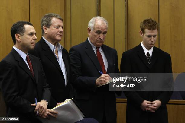 Actor Ryan O'Neal and his attorney Mark Werksman appears at the courthouse with his son Redmond O'Neal and his attorney William Slattery, in Malibu,...