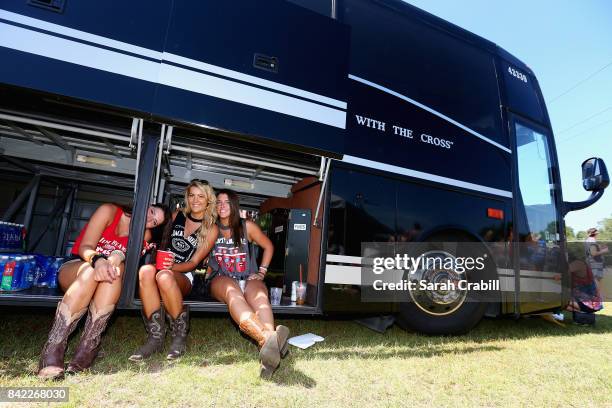 Race fans participate in festivities prior to the Monster Energy NASCAR Cup Series Bojangles' Southern 500 at Darlington Raceway on September 3, 2017...