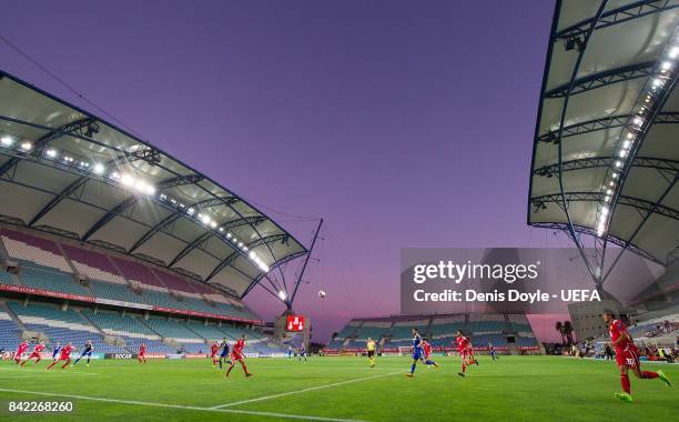 General play during the FIFA 2018 World Cup Qualifier between Gibraltar and Bosnia and Herzegovina at Estadio Algarve on September 3, 2017 in Faro,...