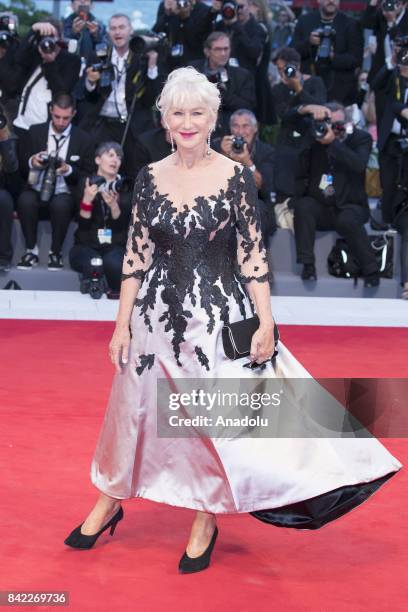 Actress Helen Mirren attends the red carpet of "The Leisure seeker" during 74th Venice International Film Festival at Palazzo del Casino in Lido of...