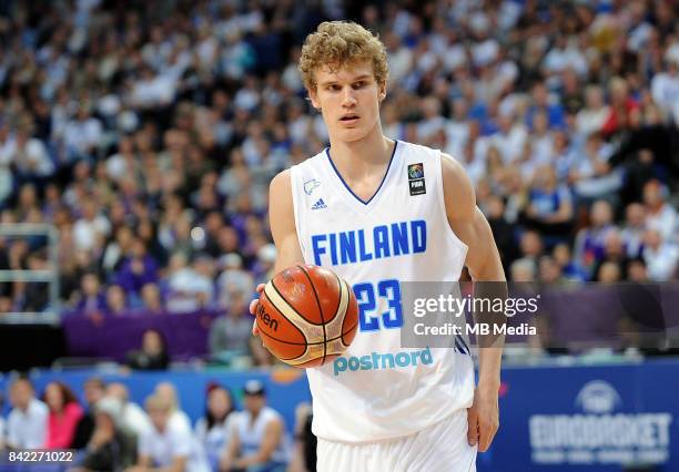 Lauri Markkanen of Finland during the FIBA Eurobasket 2017 Group A match between Finland and Poland on September 3, 2017 in Helsinki, Finland.