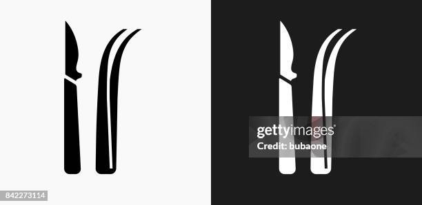 dissection tools icon on black and white vector backgrounds - dissection science stock illustrations