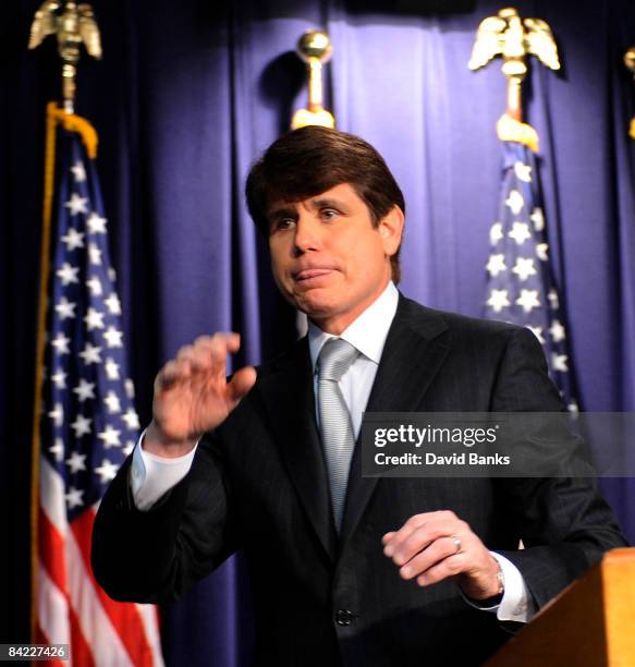 Illinois Governor Rod Blagojevich holds a press conference at the James R. Thompson Center on January 9, 2009 in Chicago, Illinois. The Illinois...