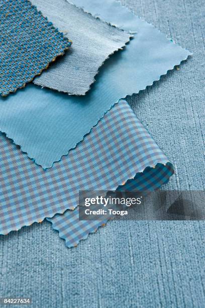 blue swatches of fabric - fabric swatches imagens e fotografias de stock