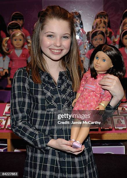 Sammi Hanratty promotes the 2009 Girl of the Year Doll and the HBO Film "An American Girl: Chrissa Stands Strong"at the American Girl Place on...