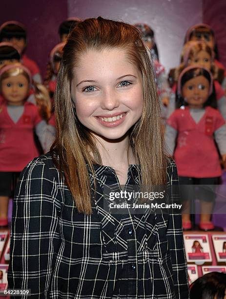 Sammi Hanratty promotes the 2009 Girl of the Year Doll and the HBO Film "An American Girl: Chrissa Stands Strong"at the American Girl Place on...