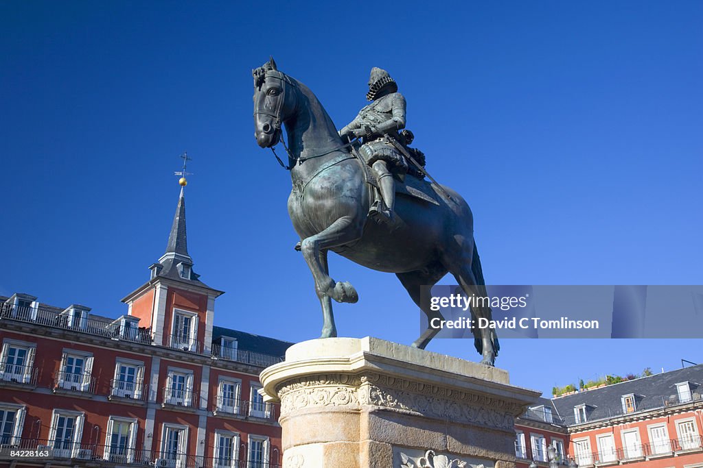 Statue of Philip III in Plaza Mayor, Madrid, Spain