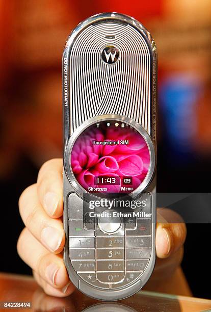 Motorola's new Aura phone is displayed at the 2009 International Consumer Electronics Show at the Las Vegas Convention Center January 9, 2009 in Las...