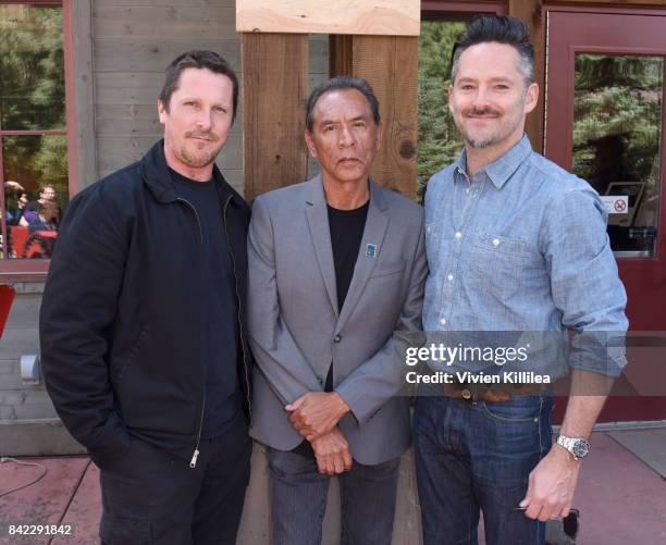 Christian Bale, Wes Studi, and Scott Cooper attend the Telluride Film Festival 2017 on September 3, 2017 in Telluride, Colorado.