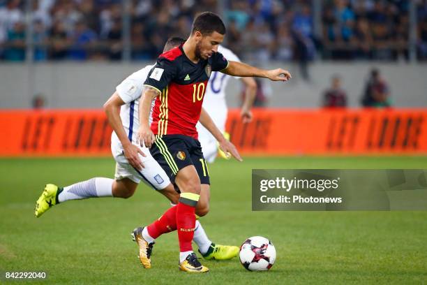 Eden Hazard midfielder of Belgium during the World Cup Qualifier Group H match between Greece and Belgium at the Georgios Karaiskakis Stadium on...