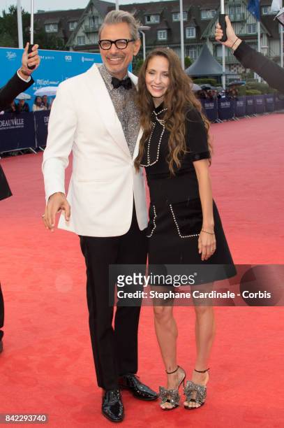 Jeff Goldblum and his wife Emilie Livingston attend the Tribute To "Jeff Goldblum" And "Kidnap" Premiere during the 43rd Deauville American Film...