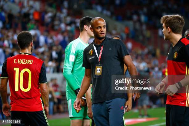 Vincent Kompany defender of Belgium during the World Cup Qualifier Group H match between Greece and Belgium at the Georgios Karaiskakis Stadium on...