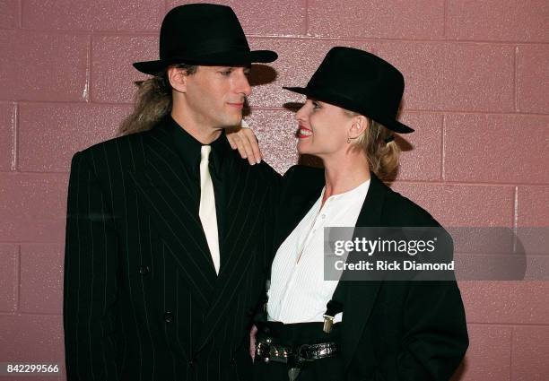 Actress Nicollette Sheridan and Singer/Songwriter Michael Bolton attend Elvis: The Tribute at The Pyramid Arena in Memphis Tennessee October 08, 1994