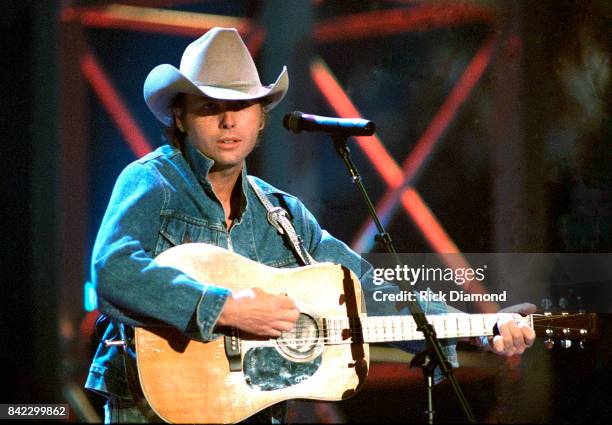 Singer/Songwriter Dwight Yoakam performs during Elvis: The Tribute at The Pyramid Arena in Memphis Tennessee October 08, 1994