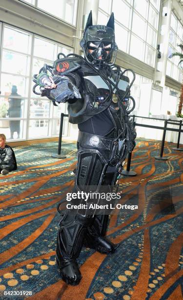 Cosplayer mashup of BatBorg attends the 2017 Long Beach Comic Con held at the Long Beach Convention Center on September 2, 2017 in Long Beach,...