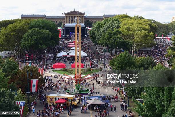 View of the festival from the ferris wheel at the 2017 Budweiser Made in America festival - Day 2 at Benjamin Franklin Parkway on September 3, 2017...