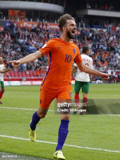 Peter Zanev of Bulgaria, Davy Propper of Holland, Ivaylo Chochev of Bulgaria during the FIFA World Cup 2018 qualifying match between The Netherlands...