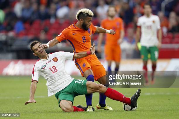 Ivaylo Chochev of Bulgaria, Tonny Vilhena of Holland during the FIFA World Cup 2018 qualifying match between The Netherlands and Bulgariaat the...