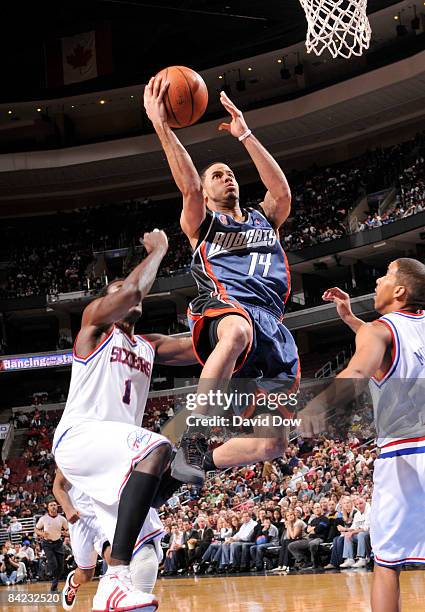 Augustin of the Charlotte Bobcats shoots against the Philadelphia 76ers during the game on January 9, 2009 at the Wachovia Center in Philadelphia,...