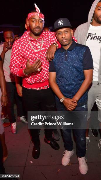 John Wall and Alex Gidewon attend the Luda birthday celebration at Compound on September 3, 2017 in Atlanta, Georgia.