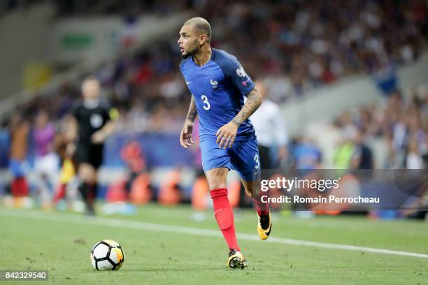 Layvin Kurzawa of France in action during the FIFA 2018 World Cup Qualifier between France and Luxembourg at Stadium on September 3, 2017 in...