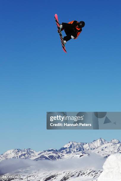 Nicolas Huber of Switzerland competes during Winter Games NZ FIS Men's Snowboard World Cup Slopestyle Finals at Cardrona Alpine Resort on September...