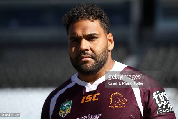 Sam Thaiday of the Broncos watches on during the 2017 NRL Finals Series Launch at ANZ Stadium on September 4, 2017 in Sydney, Australia.