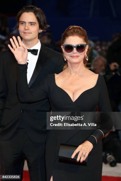 Susan Sarandon and son Miles Robbins from Kineo delegation walks the red carpet ahead of the 'The Leisure Seeker ' screening during the 74th Venice...