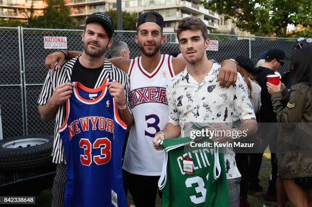 Alex Pall and Drew Taggart of The Chainsmokers pose backstage during the 2017 Budweiser Made in America festival - Day 2 at Benjamin Franklin Parkway...