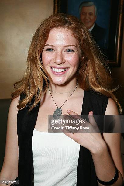 Actress Rachelle Lefevre poses at the Golden Globe Gift Suite Presented by GBK Productions on January 9, 2009 in Beverly Hills, California.