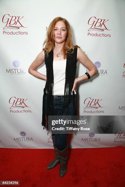 Actress Rachelle Lefevre poses at the Golden Globe Gift Suite Presented by GBK Productions on January 9, 2009 in Beverly Hills, California.