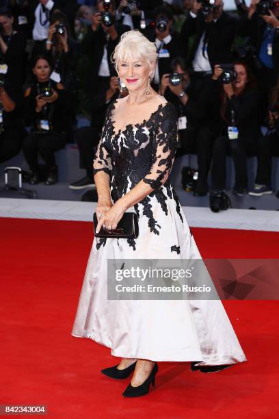 Helen Mirren walks the red carpet ahead of the 'The Leisure Seeker ' screening during the 74th Venice Film Festival at Sala Grande on September 3,...