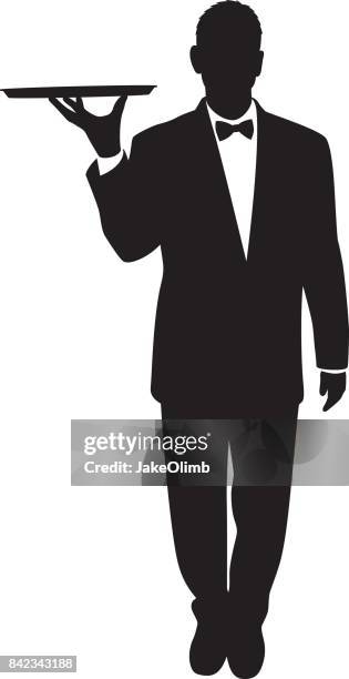 waiter silhouette - bartender stock illustrations