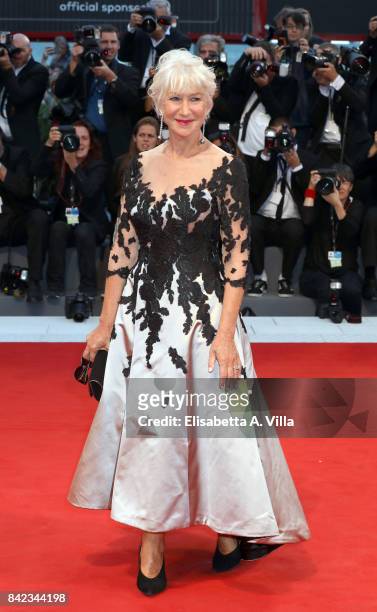 Helen Mirren walks the red carpet ahead of the 'The Leisure Seeker ' screening during the 74th Venice Film Festival at Sala Grande on September 3,...