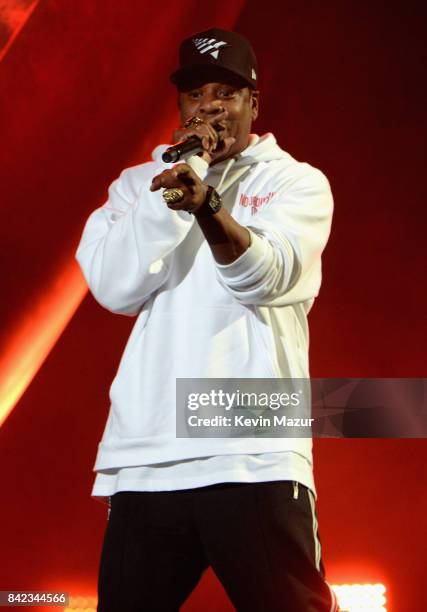 Jay Z performs onstage during the 2017 Budweiser Made in America festival - Day 2 at Benjamin Franklin Parkway on September 3, 2017 in Philadelphia,...