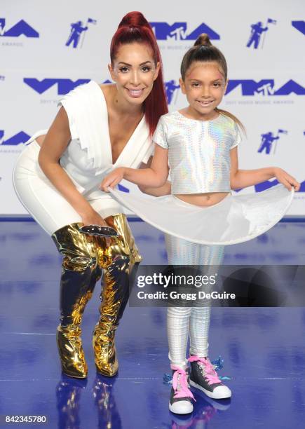 Sophia Laurent Abraham and Farrah Abraham arrive at the 2017 MTV Video Music Awards at The Forum on August 27, 2017 in Inglewood, California.