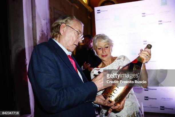 Donald Sutherland and Helen Mirren attend the Leisure Seeker party during the 74th Venice Film Festival at San Clemente Palace Hotel on September 3,...