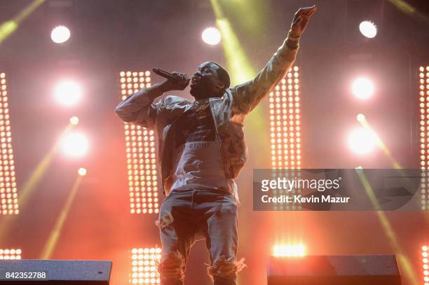 Meek Mill performs as a surprise guest during Jay Z's set during the 2017 Budweiser Made in America festival - Day 2 at Benjamin Franklin Parkway on...